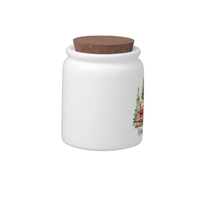RUSTIC CHRISTMAS WOODLAND ANIMALS CANDY JAR (Left)