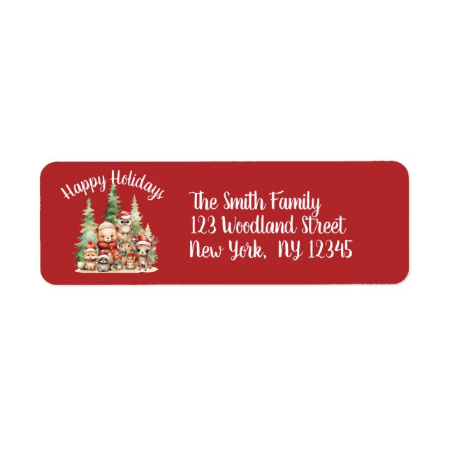 RUSTIC CHRISTMAS WOODLAND ANIMALS LABEL (Front)