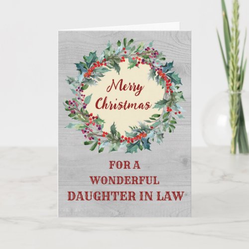 Rustic Christmas Wreath Daughter In Law Christmas Card