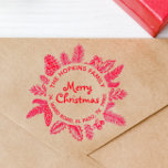 Rustic Christmas Wreath Family Name Return Address Rubber Stamp<br><div class="desc">Send your best wishes this wonderful time of the year with our easy-to-customize rubber stamps. This rustic design features a botanical winter frame with holly winter berries, pine cones, and leaves. Customize with your own family name and return address in circular typography with Merry Christmas or the greeting of your...</div>