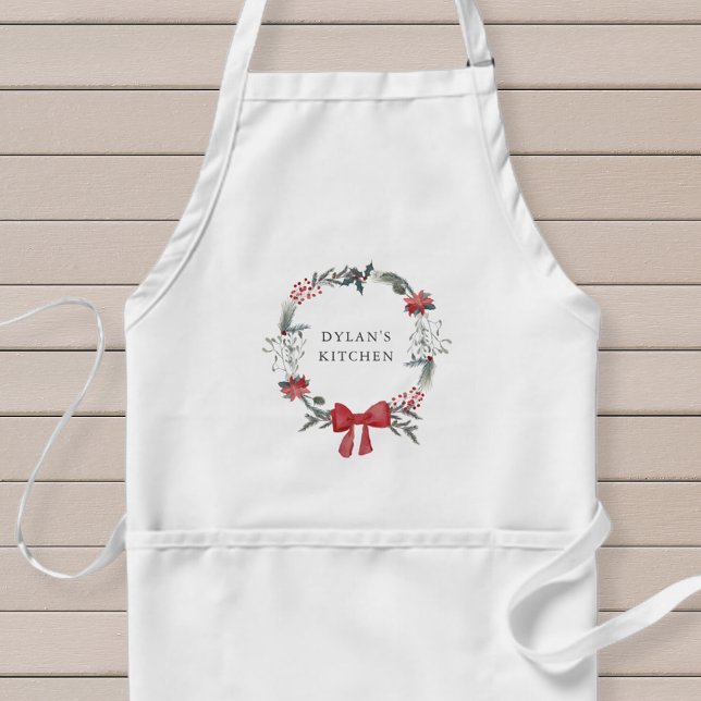 Rustic Christmas Wreath Holiday Adult Apron (Creator Uploaded)