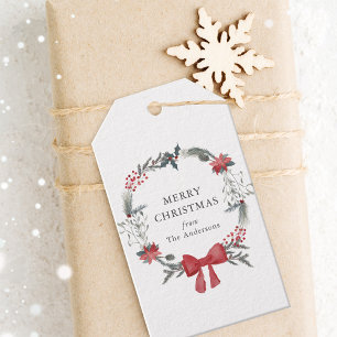 Rustic Christmas Wreath Holiday Gift Tags