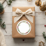 Rustic Christmas Wreath Homemade Label<br><div class="desc">The Rustic Christmas Wreath Homemade Label features a hand-painted evergreen and twig wreath accented with bright red berries, creating a warm and festive holiday look. This round label is perfect for Christmas jam, homemade preserves, holiday baking, mason jar gifts, and seasonal kitchen creations. The clean white center provides space for...</div>