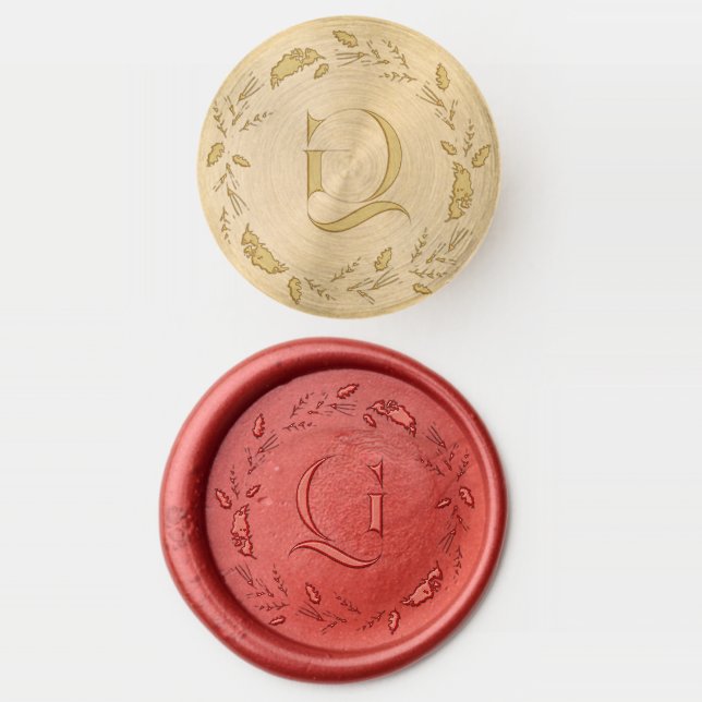 Rustic Christmas Wreath | Initial Monogram Wax Seal Stamp (Stamped)