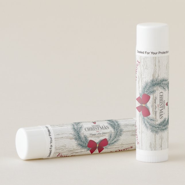 Rustic Christmas Wreath Lip Balm (Front)