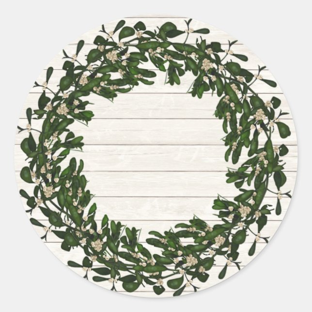Rustic Christmas Wreath Sticker (Front)