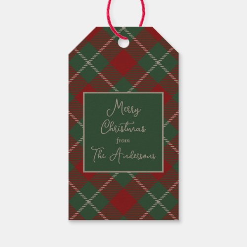 Rustic Chrstmas Tartan Plaid with Name Gift Tags