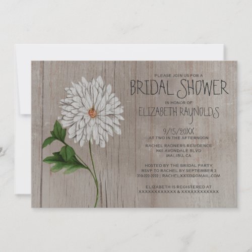 Rustic Chrysanthemum Bridal Shower Invitations