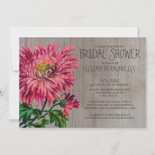 Rustic Chrysanths Bridal Shower Invitations