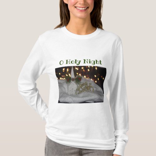 Rustic Church Lights Merry Christmas White Gold T_Shirt