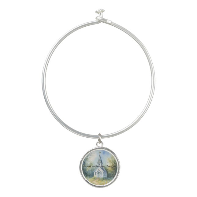 Rustic Church Path in Wildflower Meadow Bangle Bracelet (Front)
