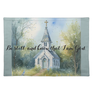 Rustic Church Path in Wildflower Meadow Cloth Placemat