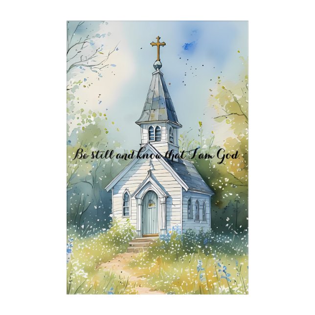 Rustic Church Path in Wildflower Meadow Editable  Acrylic Print (Front)
