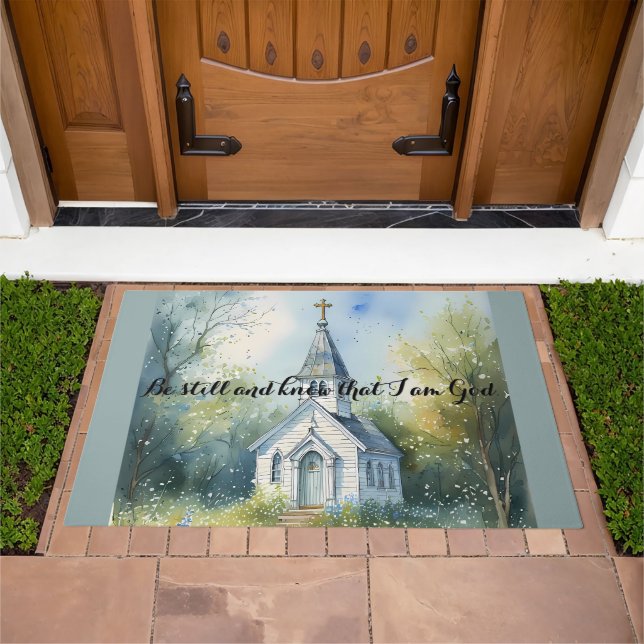 Rustic Church Path in Wildflower Meadow Editable  Doormat (Outdoor)