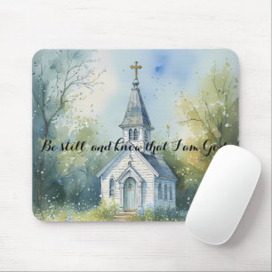 Rustic Church Path in Wildflower Meadow Mouse Pad