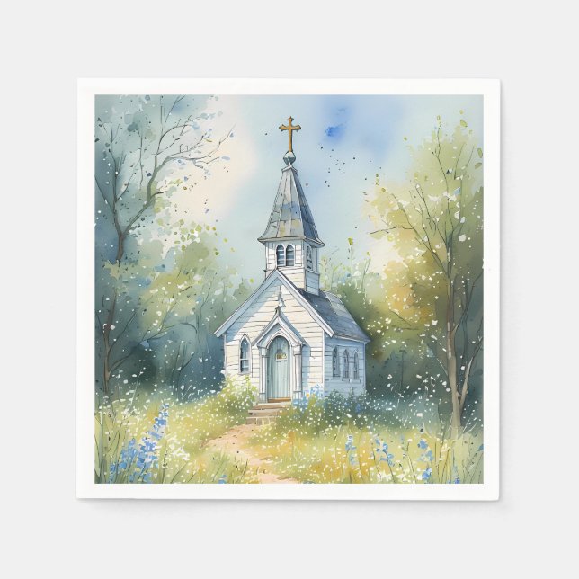 Rustic Church Path in Wildflower Meadow Napkins (Front)