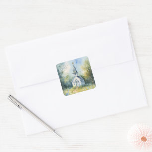 Rustic Church Path in Wildflower Meadow Square Sticker
