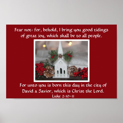 Rustic Church Pine Cones Birth of Jesus Luke 2 Poster