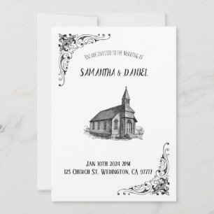 Rustic Church Wedding Invitation Card
