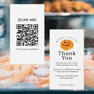 Rustic Cinnamon Roll Leave a Review QR Code Business Card
