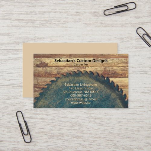 Rustic Circular Saw Carpentry Professional  Business Card