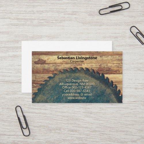 Rustic Circular Saw Carpentry Professional Business Card