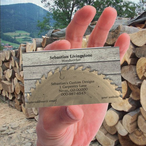 Rustic Circular Saw Carpentry Professional Business Card