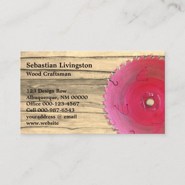 Rustic Circular Saw Woodworking Occupation Business Card (Front)