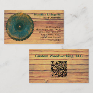 Rustic Circular Saw Woodworking Profession QR Code Business Card