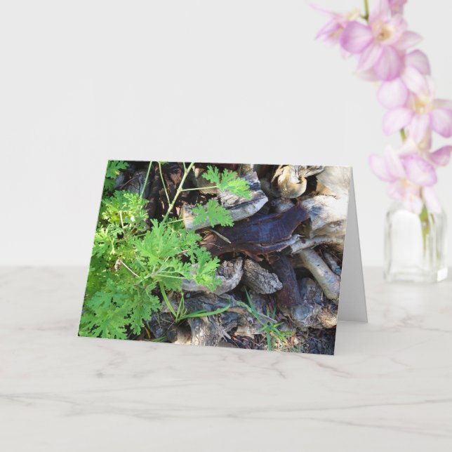 Rustic Citronella Leaf Portrait Card (Orchid)