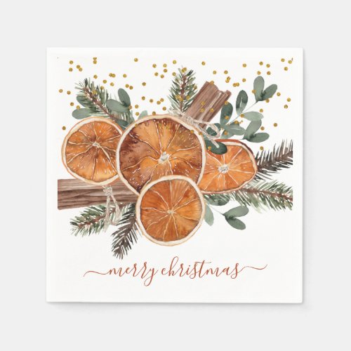 Rustic Citrus And Pine Holiday Napkins