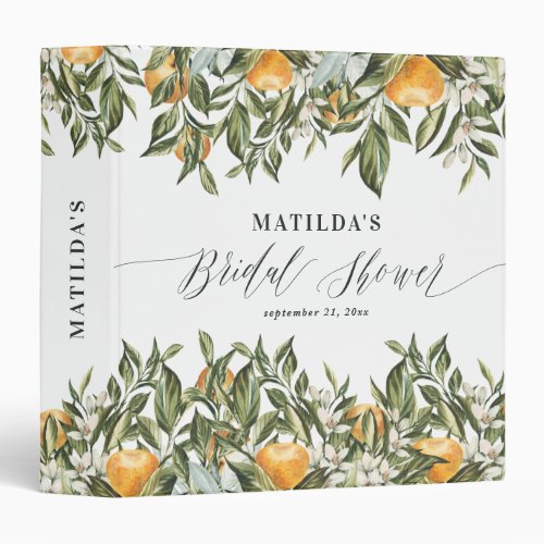 Rustic citrus bridal shower botanical floral chic 3 ring binder