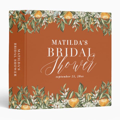 Rustic citrus bridal shower botanical floral chic  3 ring binder