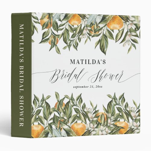 Rustic citrus bridal shower botanical floral chic  3 ring binder