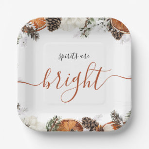 Rustic Citrus Evergreen Christmas Paper Plates