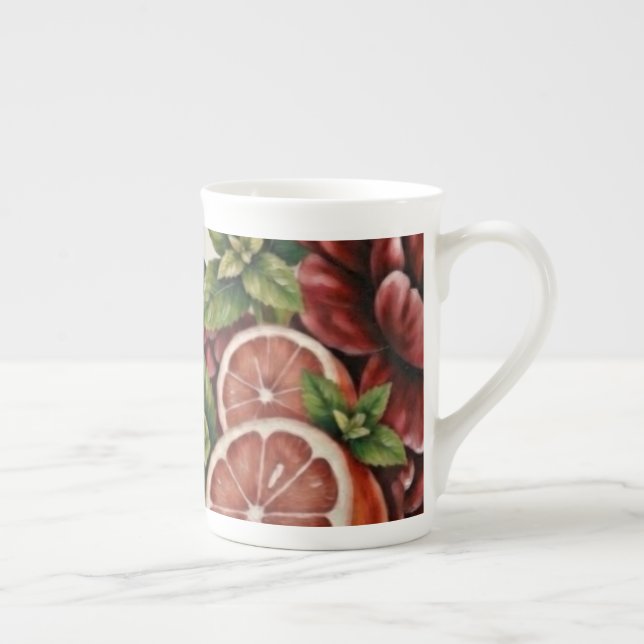 Rustic Citrus Floral summer  Bridal Shower Bone China Mug (Right)