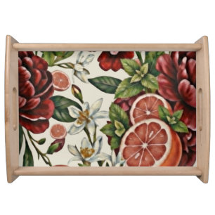 Rustic Citrus Floral summer Serving Tray