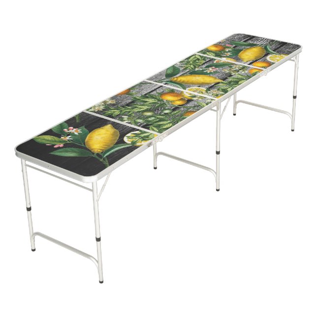 Rustic Citrus Garden Beer Pong Table (Angled)