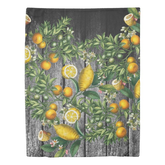 Rustic Citrus Garden Duvet Cover (Front)