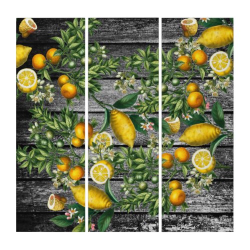 Rustic Citrus Garden Triptych