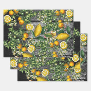Rustic Citrus Garden Wrapping Paper Sheets