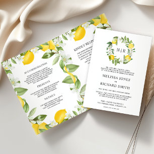 Rustic Citrus Lemon Orchard QR Code Wedding Invitation