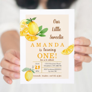 Rustic Citrus little sweetie Lemon 1st Birthday Invitation