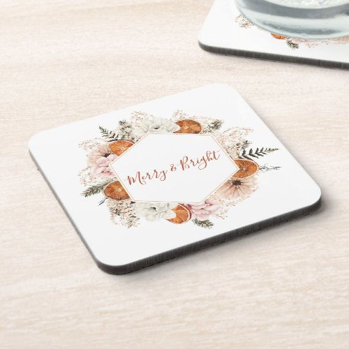 Rustic Citrus Pine Christmas Holiday Beverage Coaster