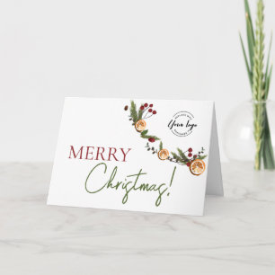 Rustic Citrus & Pine Corporate Merry Christmas Holiday Card