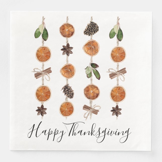 Rustic Citrus Spice Thanksgiving Dinner Party Paper Dinner Napkins (Front)