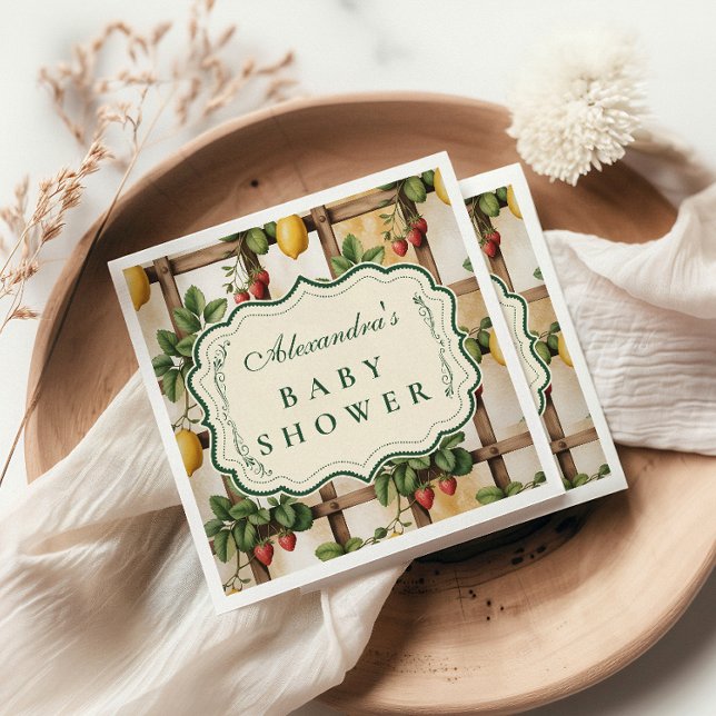 Rustic Citrus Strawberry Baby Shower Napkins (Creator Uploaded)