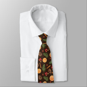 Rustic Citrus Winter Botanical Christmas Neck Tie