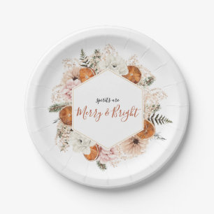Rustic Citrus Wreath Merry and Bright Paper Plates