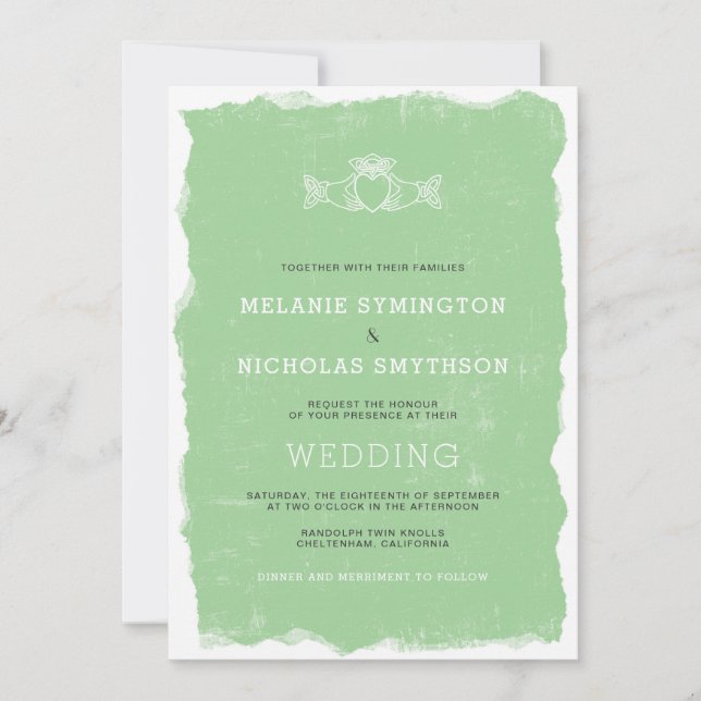 Rustic Claddagh Irish wedding invite, 3991 Invitation (Front)